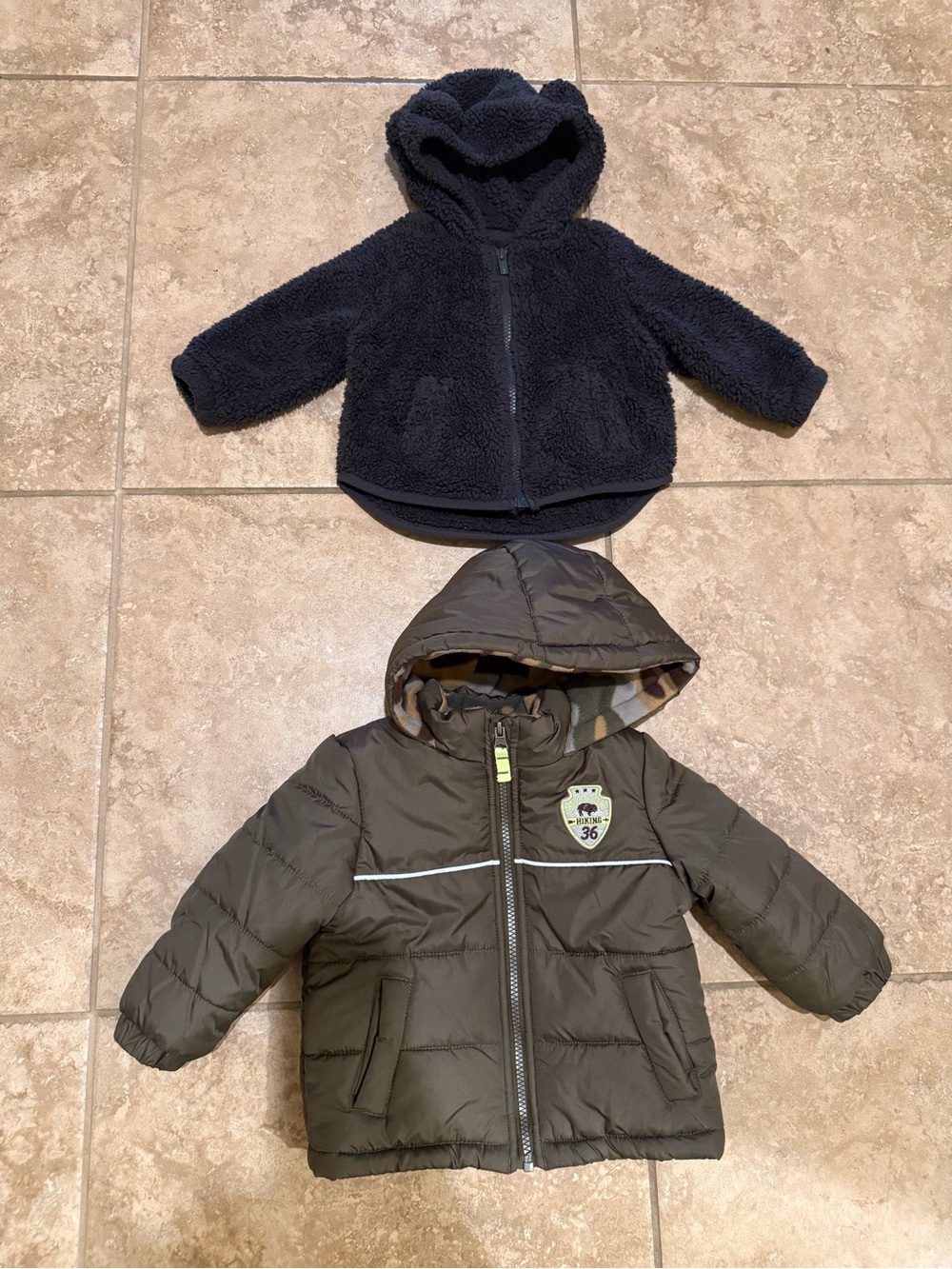 Carter’s Child of Mine Winter Coat & Old Navy Zip-Up Fleece Bear Jacket